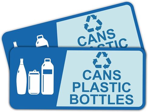 2PCS Recycle Sign for Trash Can，Self-Adhesive Waterproof Fade-Resistant Recycle Cans and Bottle Only Stickers for House，Home，Business，Shop，School，Public Area 3.9 x 8 In in Kuwait