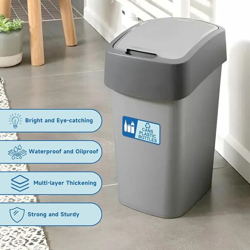 2PCS Recycle Sign for Trash Can，Self-Adhesive Waterproof Fade-Resistant Recycle Cans and Bottle Only Stickers for House，Home，Business，Shop，School，Public Area 3.9 x 8 In in Kuwait