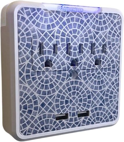 Kelvin Home - Decorative Surge Protector – Plug-in Surge Protector with 3 Outlets & 2 USB Ports, Multi Wall Mount Socket Outlet Surge Protector, Power Expander for Home, Office, & Travel Use (Mosaic) in Saudi Arabia
