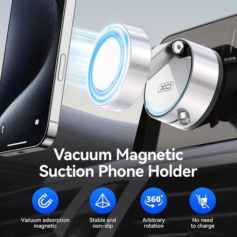 Vacuum Magnetic Suction Phone Holder,Upgraded 360° Adjustable Suction Cup Car Phone Mount,Hands-Free Cell Phone Holder for Car/Gym/Mirror/Smooth Surface,Compatible with iPhone 16/15/14/13/12 （white) in Saudi Arabia