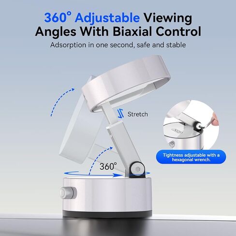 Vacuum Magnetic Suction Phone Holder,Upgraded 360° Adjustable Suction Cup Car Phone Mount,Hands-Free Cell Phone Holder for Car/Gym/Mirror/Smooth Surface,Compatible with iPhone 16/15/14/13/12 （white) in Saudi Arabia