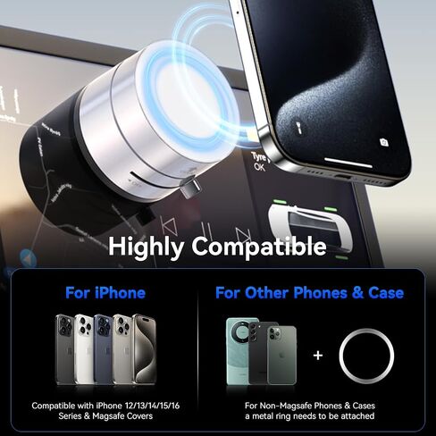 Vacuum Magnetic Suction Phone Holder,Upgraded 360° Adjustable Suction Cup Car Phone Mount,Hands-Free Cell Phone Holder for Car/Gym/Mirror/Smooth Surface,Compatible with iPhone 16/15/14/13/12 （white) in Saudi Arabia