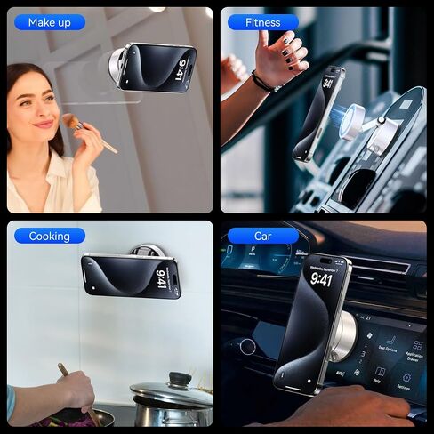 Vacuum Magnetic Suction Phone Holder,Upgraded 360° Adjustable Suction Cup Car Phone Mount,Hands-Free Cell Phone Holder for Car/Gym/Mirror/Smooth Surface,Compatible with iPhone 16/15/14/13/12 （white) in Saudi Arabia