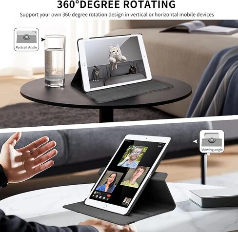 Rotating Case for iPad 9th Generation (2021) / 8th Generation (2020) / 7th Gen (2019) 10.2 Inch - 360 Degree Rotating Stand Cover with Wake/Sleep for Apple iPad 10.2", Black in Saudi Arabia