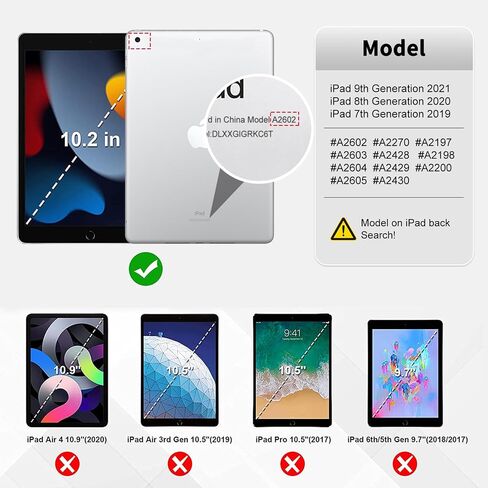 Rotating Case for iPad 9th Generation (2021) / 8th Generation (2020) / 7th Gen (2019) 10.2 Inch - 360 Degree Rotating Stand Cover with Wake/Sleep for Apple iPad 10.2", Black in Saudi Arabia