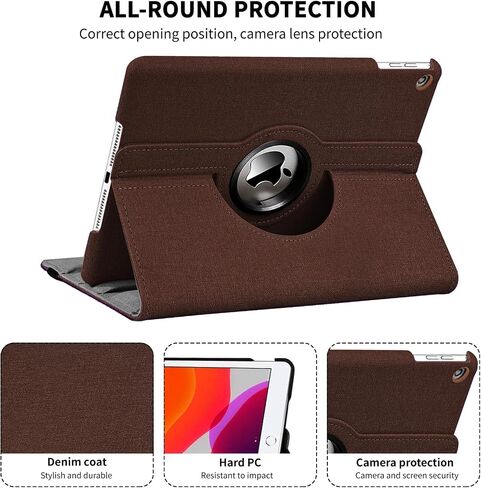 Rotating Case for iPad 9th Generation (2021) / 8th Generation (2020) / 7th Gen (2019) 10.2 Inch - 360 Degree Rotating Stand Cover with Wake/Sleep for Apple iPad 10.2", Black in Saudi Arabia