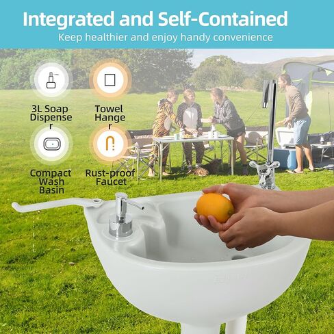YITAMOTOR Portable Sink, 17L Camping Hand Washing Station with 24L Sewage Tank, Wheels, Soap Dispenser, Towel Holder, for Garden, Gather, Worksite, Outdoor, Travel, Boat in Saudi Arabia