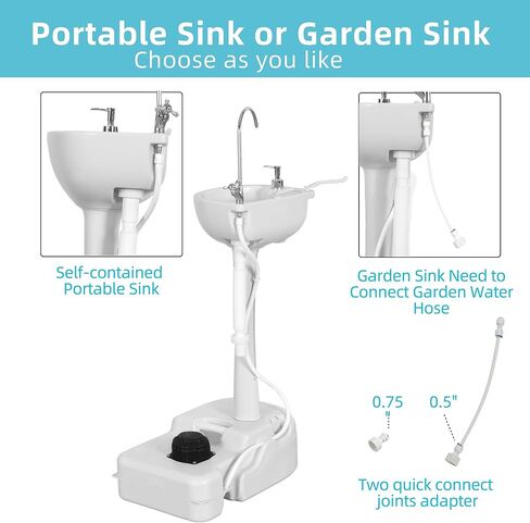 YITAMOTOR Portable Sink, 17L Camping Hand Washing Station with 24L Sewage Tank, Wheels, Soap Dispenser, Towel Holder, for Garden, Gather, Worksite, Outdoor, Travel, Boat in Saudi Arabia