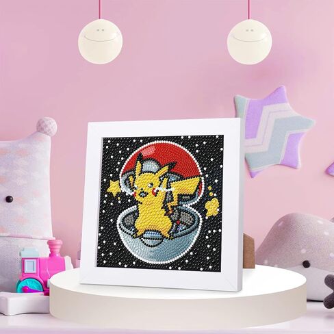 Kojefcv Cartoon Diamond Art Painting Kits for Kids with Frame ، Cartoon Diamond Art for Kids Ages 4-8-12 ، easy Gem Art Kid مع حزمة جميلة للهدية ديكور الجدار المنزلي (7x7inch) in Kuwait