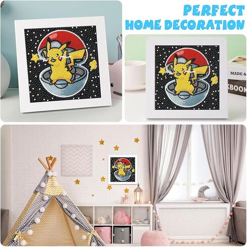 Kojefcv Cartoon Diamond Art Painting Kits for Kids with Frame ، Cartoon Diamond Art for Kids Ages 4-8-12 ، easy Gem Art Kid مع حزمة جميلة للهدية ديكور الجدار المنزلي (7x7inch) in Kuwait