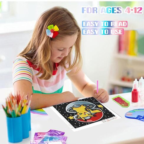 Kojefcv Cartoon Diamond Art Painting Kits for Kids with Frame ، Cartoon Diamond Art for Kids Ages 4-8-12 ، easy Gem Art Kid مع حزمة جميلة للهدية ديكور الجدار المنزلي (7x7inch) in Kuwait
