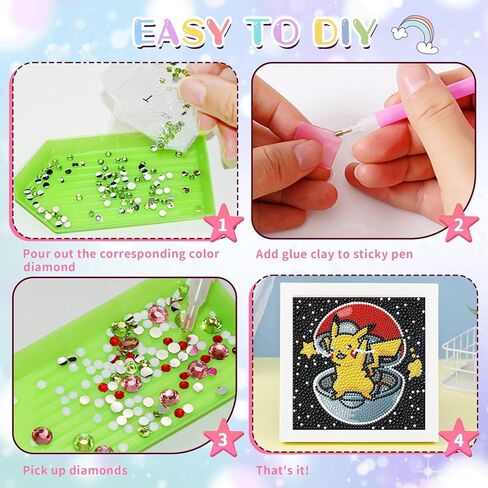 Kojefcv Cartoon Diamond Art Painting Kits for Kids with Frame ، Cartoon Diamond Art for Kids Ages 4-8-12 ، easy Gem Art Kid مع حزمة جميلة للهدية ديكور الجدار المنزلي (7x7inch) in Kuwait