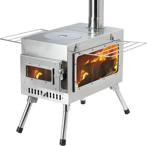 Outdoor Camping Stove Camp Tent Stove, Portable Wood Burning Stove with Chimney Pipe for Tent, Shelter, Camping Heating and Cooking - Reindeer Pattern - Small Styles in Saudi Arabia