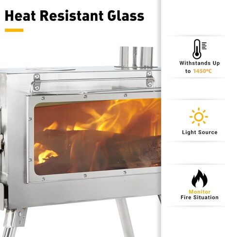 Outdoor Camping Stove Camp Tent Stove, Portable Wood Burning Stove with Chimney Pipe for Tent, Shelter, Camping Heating and Cooking - Reindeer Pattern - Small Styles in Saudi Arabia