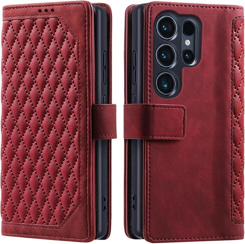 Wallet Case for Samsung Galaxy S25 Ultra, with Card Slot & Kickstand, Shockproof PU Leather Magnetic Full Protective Flip 25 25Ultra S25Ultra 5G Phone Cover, Black in Saudi Arabia