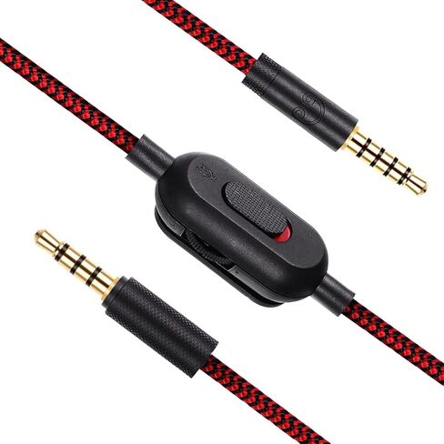 3.5 مم (1/8 ") G Pro X Cord Gaming Cable Cable Placeming for Logitech G Pro / G433 / G233 ، سلك مضفر من النايلون مع مفتاح كتم الصوت ووحدة التحكم في الحجم ، بطول 2 م 6 أقدام (حمراء) in Saudi Arabia