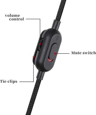 3.5 مم (1/8 ") G Pro X Cord Gaming Cable Cable Placeming for Logitech G Pro / G433 / G233 ، سلك مضفر من النايلون مع مفتاح كتم الصوت ووحدة التحكم في الحجم ، بطول 2 م 6 أقدام (حمراء) in Saudi Arabia