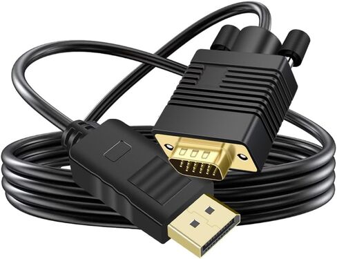 DisplayPort to VGA Cable ، DisplayPort to VGA Adapter DP إلى Cable VGA Male إلى الذكور المطلي بالذهب للكمبيوتر ، الكمبيوتر المحمول ، الكمبيوتر ، الشاشة ، التلفزيون ، العرض (1.5 قدم) in Kuwait