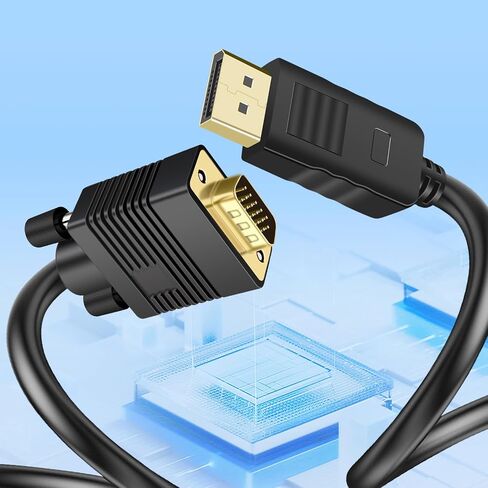DisplayPort to VGA Cable ، DisplayPort to VGA Adapter DP إلى Cable VGA Male إلى الذكور المطلي بالذهب للكمبيوتر ، الكمبيوتر المحمول ، الكمبيوتر ، الشاشة ، التلفزيون ، العرض (1.5 قدم) in Kuwait