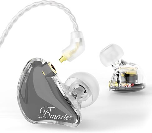 BASN in Ear Monitor Headphones, Triple Driver IEM Earphones with Powerful Bass, Noise Isolation HiFi Stereo Wired Earbuds for Musicians Singers Drummers (Black) in Kuwait