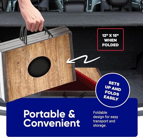 Portable Cornhole Board Set 24"x15", Foldable Wooden Travel Size Corn Hole Game Sets, Incl 2 Boards 8 Canvas Bean Bags, Indoor & Outdoor Lawn Toss Games Activity, for Kids Teens & Adults in Saudi Arabia