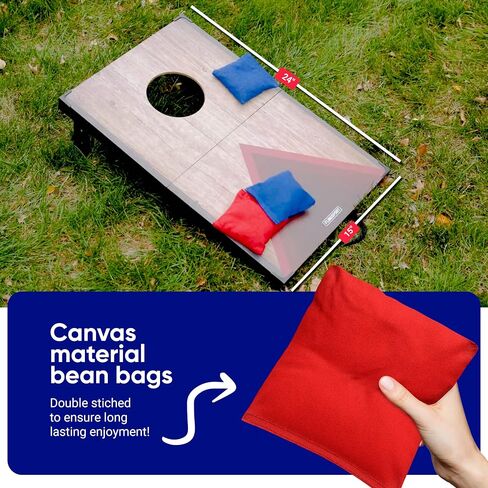 Portable Cornhole Board Set 24"x15", Foldable Wooden Travel Size Corn Hole Game Sets, Incl 2 Boards 8 Canvas Bean Bags, Indoor & Outdoor Lawn Toss Games Activity, for Kids Teens & Adults in Saudi Arabia