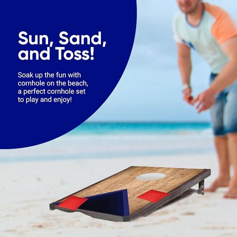 Portable Cornhole Board Set 24"x15", Foldable Wooden Travel Size Corn Hole Game Sets, Incl 2 Boards 8 Canvas Bean Bags, Indoor & Outdoor Lawn Toss Games Activity, for Kids Teens & Adults in Saudi Arabia