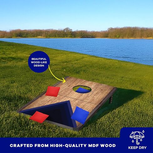 Portable Cornhole Board Set 24"x15", Foldable Wooden Travel Size Corn Hole Game Sets, Incl 2 Boards 8 Canvas Bean Bags, Indoor & Outdoor Lawn Toss Games Activity, for Kids Teens & Adults in Saudi Arabia