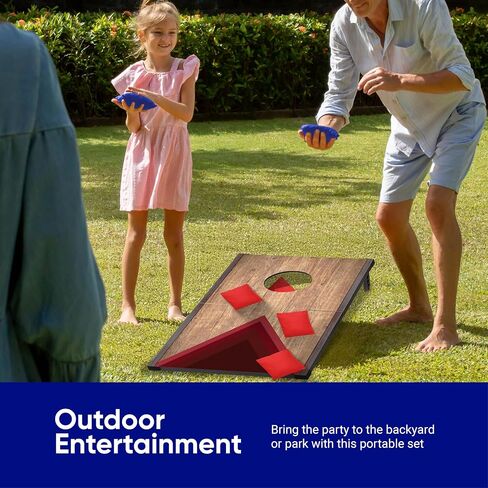 Portable Cornhole Board Set 24"x15", Foldable Wooden Travel Size Corn Hole Game Sets, Incl 2 Boards 8 Canvas Bean Bags, Indoor & Outdoor Lawn Toss Games Activity, for Kids Teens & Adults in Saudi Arabia