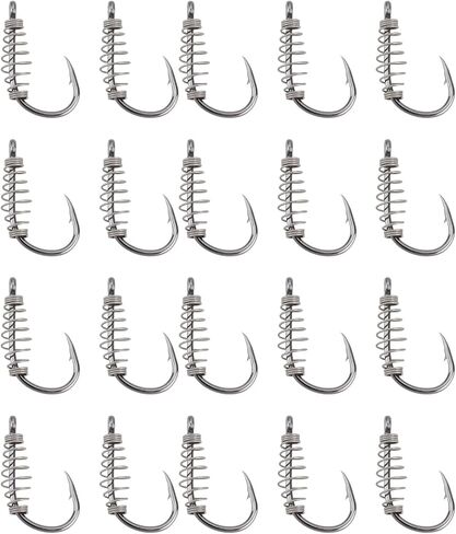 Emagtech 20pcs خطافات صيد في الربيع ، خطافات عالية من الصلب الكربوني مع خطافات صيد دوارة شائكة شائكة مناسبة in Kuwait