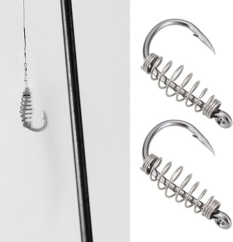 Emagtech 20pcs خطافات صيد في الربيع ، خطافات عالية من الصلب الكربوني مع خطافات صيد دوارة شائكة شائكة مناسبة in Kuwait