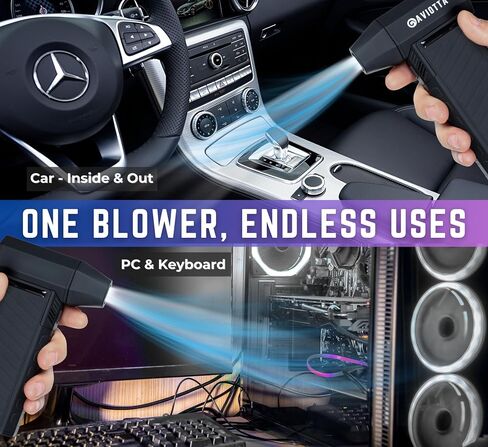Duster Air Duster -132000 دورة في الدقيقة قوية وعالية السرعة القابلة لإعادة الشحن ، مع 6000 مللي أمبير في الساعة بطارية قابلة لإعادة الشحن وقابلة لإعادة الاستخدام. منفاخ صغير ، منفاخ هواء مضغوط فاخر ودائم للكمبيوتر الشخصي والسيارات والمنزل in Saudi Arabia