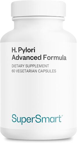 Supersmart - H. Pylori Fight Advanced Formula (Mastic Gum, Probiotics & Prebiotic) - Complete Action | Non-GMO & Gluten Free - 60 Vegetarian Capsules in Saudi Arabia