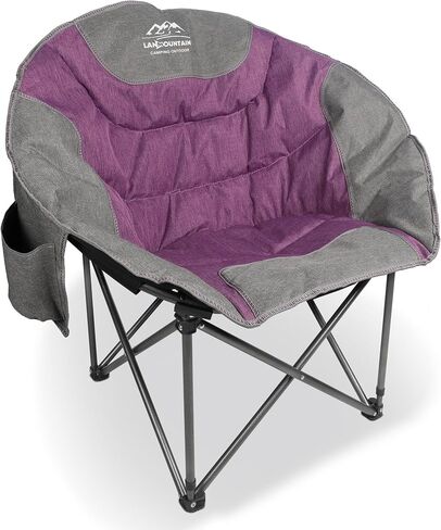 Portable Moon Camping Chair,Round Folding Lawn Chair with Cup Holder,Cooler Bag,Outdoor Heavy Duty Comfy Chairs,Perfect for Family Camping,Hiking,Picnics and Beach Trips,Blue in Saudi Arabia