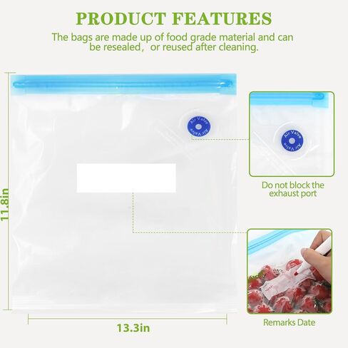 Vacuum Sealer Bags for Food - 14PCS Matched Food Storage Bags compatible with Our Vacuum Sealer Machine, Two Sizes for Food Preservation & Fresh (Transparent) in Saudi Arabia