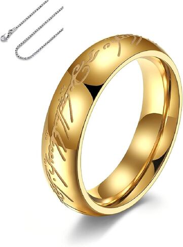 Noctilucent Gold Plated Stainless Ring Pendant Chain Necklace (8) in Saudi Arabia