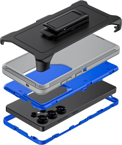 Compatible with Samsung Galaxy S25 Ultra Case, with Belt Clip Holster Heavy Duty Rugged Shockproof Full Body Protection Kickstand Cover for Samsung Galaxy S25 Ultra Phone (Black) in Saudi Arabia