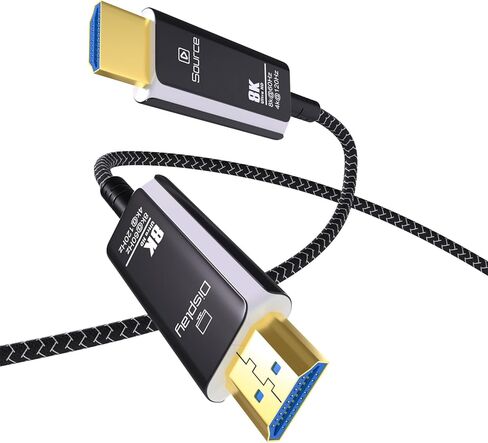 كابل ألياف ضوئية MMOBIEL HDMI 8K بطول 50 قدمًا - 48 جيجابت في الثانية فائق السرعة - 8K@60 هرتز، 4K@120 هرتز، HDR ديناميكي، ARC/eARC، HDMI 2.1، HDCP 2.2/2.3 - متوافق مع PS5/4، Xbox One، الكمبيوتر المحمول، Blu-ray والتلفزيون وما إلى ذلك. أسود in Saudi Arabia