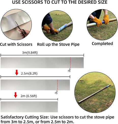 Titanium/Stainless Steel Rollable Chimney Pipe, Lightweight and Portable, DIY Folding Chimney for Hot Tent Stove, Titanium Tent Stove, Hot Tent Camping(Titanium, 2.5m/8.2ft) in Saudi Arabia