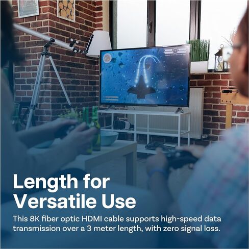 كابل ألياف ضوئية MMOBIEL HDMI 8K بطول 50 قدمًا - 48 جيجابت في الثانية فائق السرعة - 8K@60 هرتز، 4K@120 هرتز، HDR ديناميكي، ARC/eARC، HDMI 2.1، HDCP 2.2/2.3 - متوافق مع PS5/4، Xbox One، الكمبيوتر المحمول، Blu-ray والتلفزيون وما إلى ذلك. أسود in Saudi Arabia