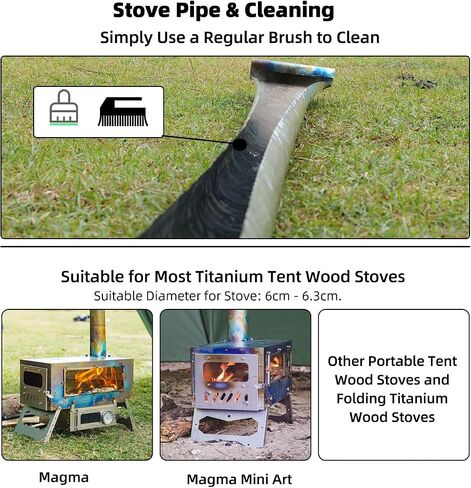 Titanium/Stainless Steel Rollable Chimney Pipe, Lightweight and Portable, DIY Folding Chimney for Hot Tent Stove, Titanium Tent Stove, Hot Tent Camping(Titanium, 2.5m/8.2ft) in Saudi Arabia