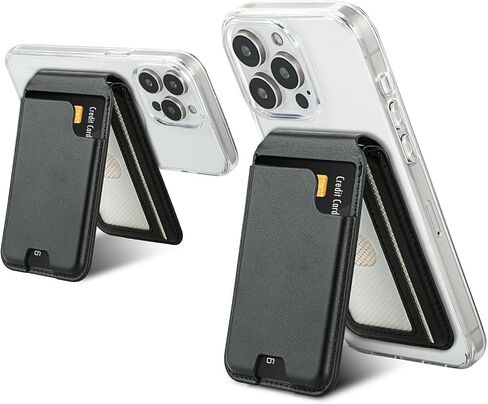 isee Magnetic Card Holder Wallet with MagSafe, Adjustable Stand for iPhone 16/15/14/13/12 Series Holds 5 Cards (Black) in Kuwait