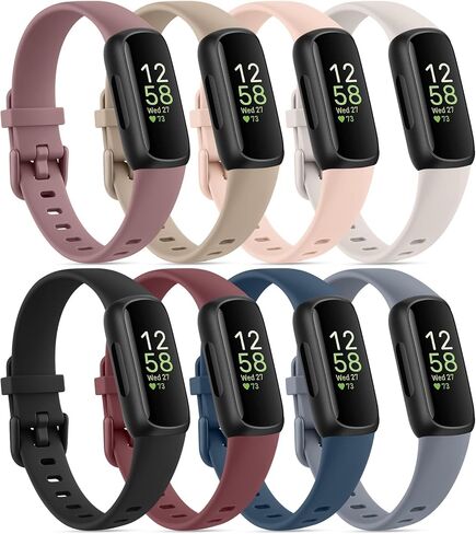 8 Pack Compatible with Fitbit Inspire 3 Bands for Women Men, Sport Silicone Adjustable Replacement Straps for Fitbit Inspire 3 Fitness Tracke in Kuwait
