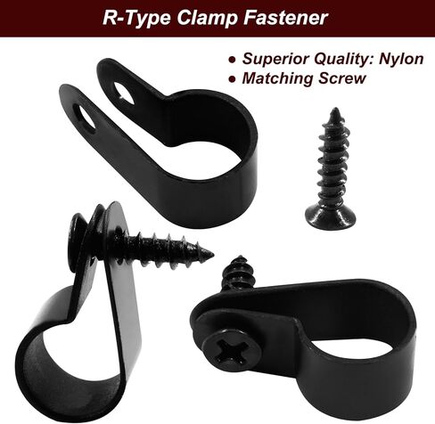 Bivethoi 120 PCS R-Type Cable Clip Wire Clamp,1/4" White Screw Mounting Clips Nylon Screw Mounting Cord Fastener Wire Conduit Clamp for Wire Management in Kuwait