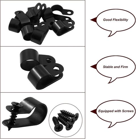 Bivethoi 120 PCS R-Type Cable Clip Wire Clamp,1/4" White Screw Mounting Clips Nylon Screw Mounting Cord Fastener Wire Conduit Clamp for Wire Management in Kuwait