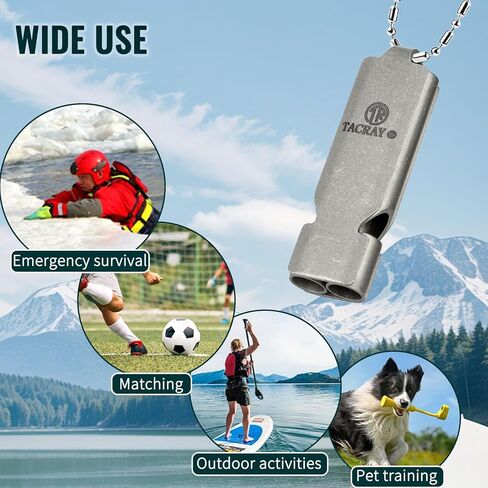 TACRAY Emergency Whistles Lifeguard Safety Whistle with Neck Chain and Keychain for Outdoor Camping Hiking in Kuwait