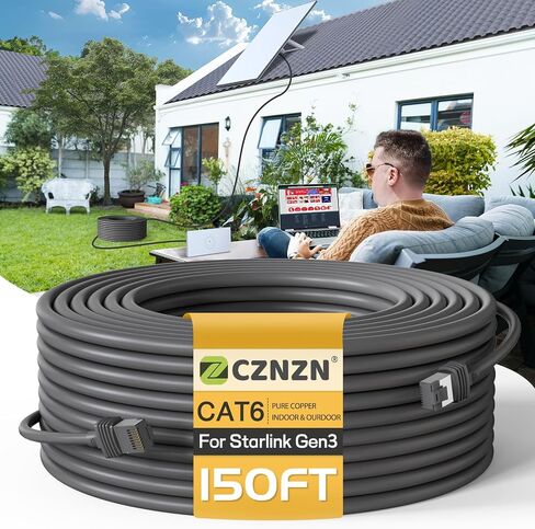 Starlink Cable 100FT/30.5M, Starlink Gen 3 Cable Extension, CAT6 26AWG 2000Mbps Data Transmission, Waterproof for Indoor Outdoor, Replacement Ethernet Cord for Starlink Satellite Internet in Saudi Arabia
