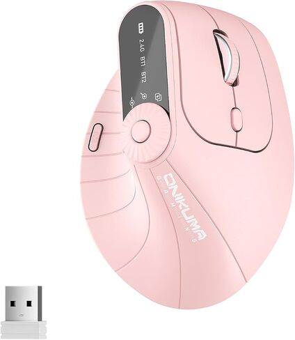 Bluetooth and 2.4GHz Wireless Vertical Ergonomic Optical Mouse- 2400 DPI, 2.4GHz,Dual Bluetooth，Triple Connectivity, 8 Buttons, Rechargeable，Wireless Mice for Laptop, Desktop, PC, Macbook - Black in Saudi Arabia