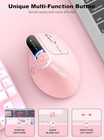 Bluetooth and 2.4GHz Wireless Vertical Ergonomic Optical Mouse- 2400 DPI, 2.4GHz,Dual Bluetooth，Triple Connectivity, 8 Buttons, Rechargeable，Wireless Mice for Laptop, Desktop, PC, Macbook - Black in Saudi Arabia