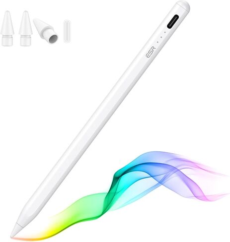 ESR Pencil (1st Generation) for iPad 2018-2025, Tilt Sensitivity, Palm Rejection, Compatible with iPad 11th(A16)/10th Generation,Air 11"/13", Pro 11"/12.9"/13",Mini 6/5, White in Kuwait